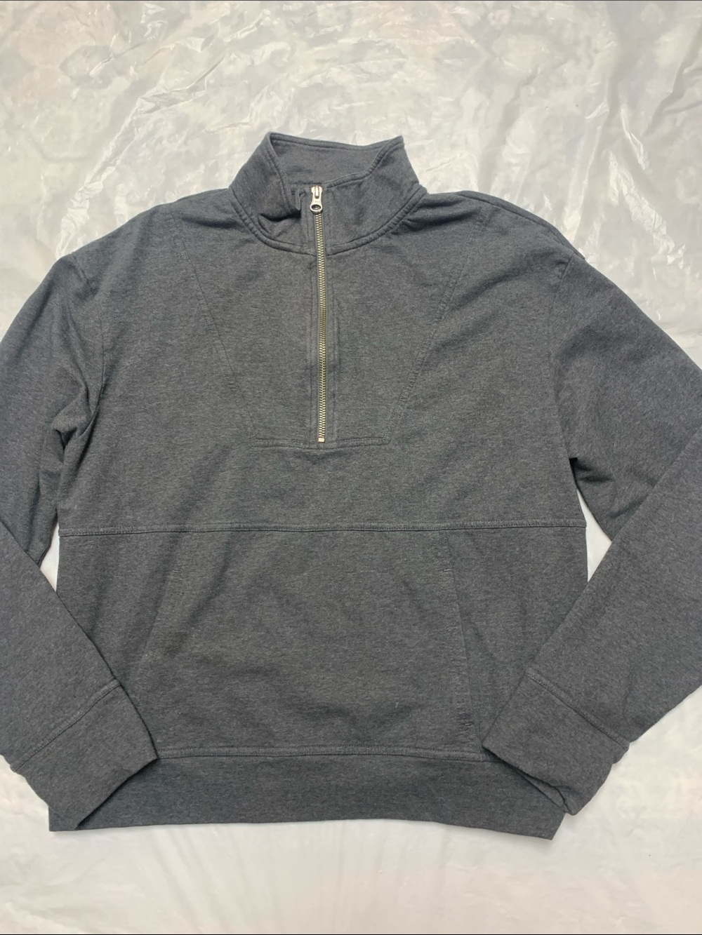 Pact Organic Cotton Gray 1/4 Zip Long Sleeve Shirt Minimalist Size Large